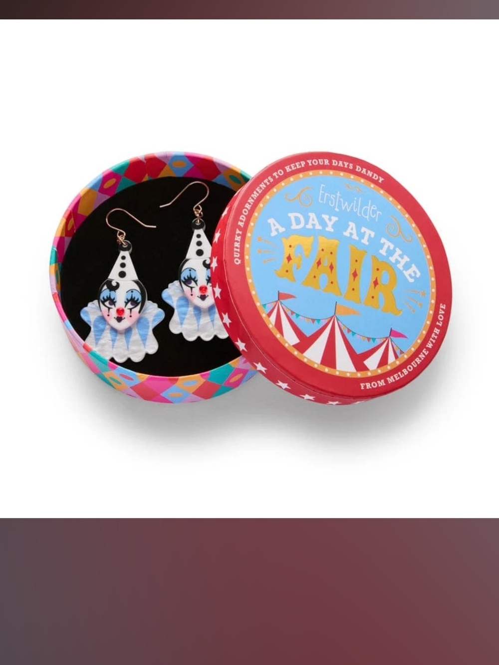 Erstwilder Send in the Clown Drop Earrings A Day At The Fair